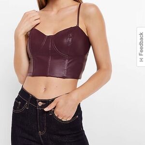 Express Faux Leather Corset Crop Top L NWT